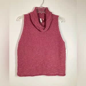 NWT Pilcro XL Sweater Pink Rose Chunky Knit Cowl Neck Tank Top Anthropologie